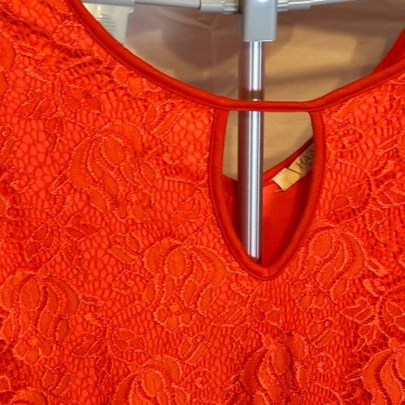 Haani Orange Lace Shift Dress with bell sleeves - Picture 3 of 7